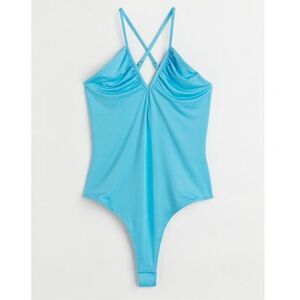 NWT H&M blue teal size medium bodysuit sweetheart bodycon